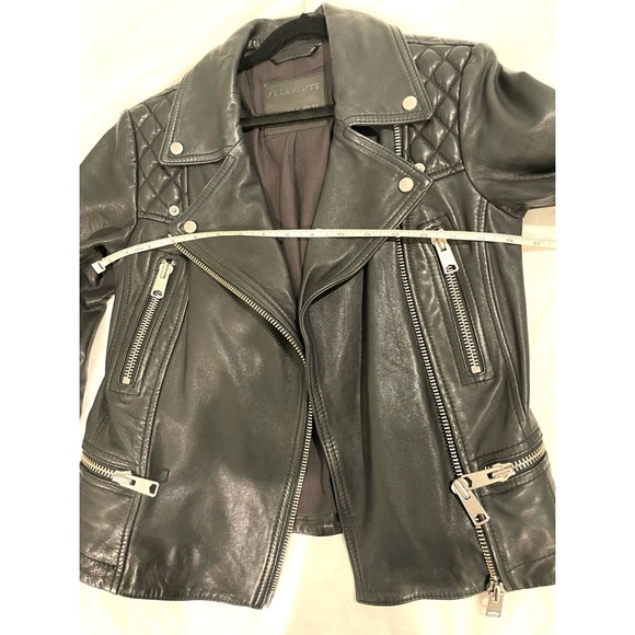 ALL SAINTS Women Bleeker Biker Cargo Leather Jacket Moto Black 0 XS 32 EUC - Picture 5 of 15